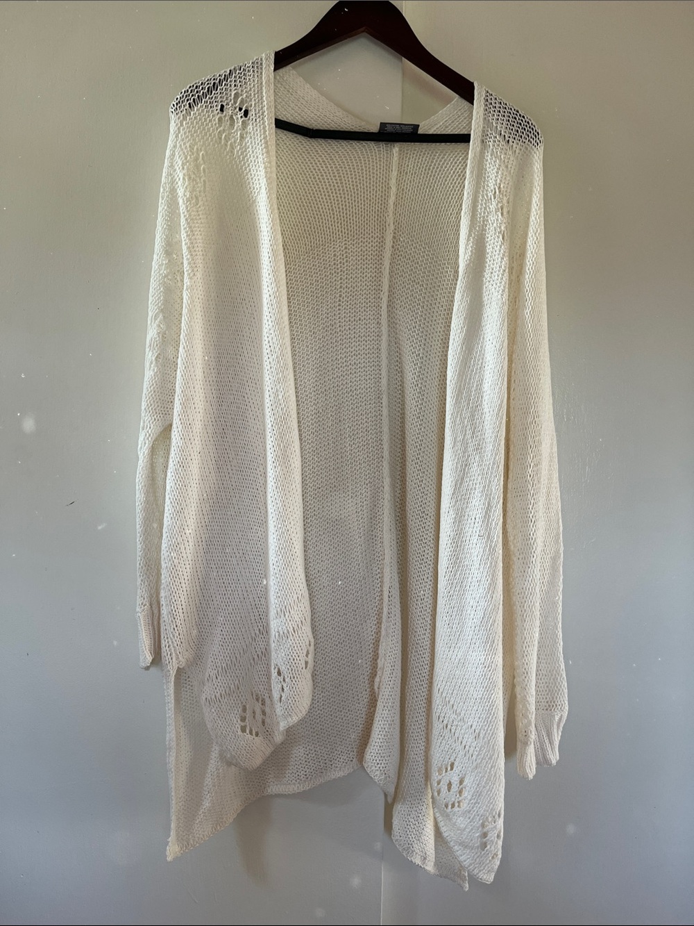 Wooden Ships Cream Open Knit Draped Cardigan